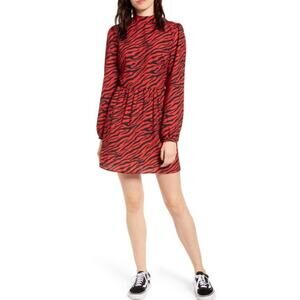 Red / Black Plus Size Animal Print Long Sleeve Dress - NWT